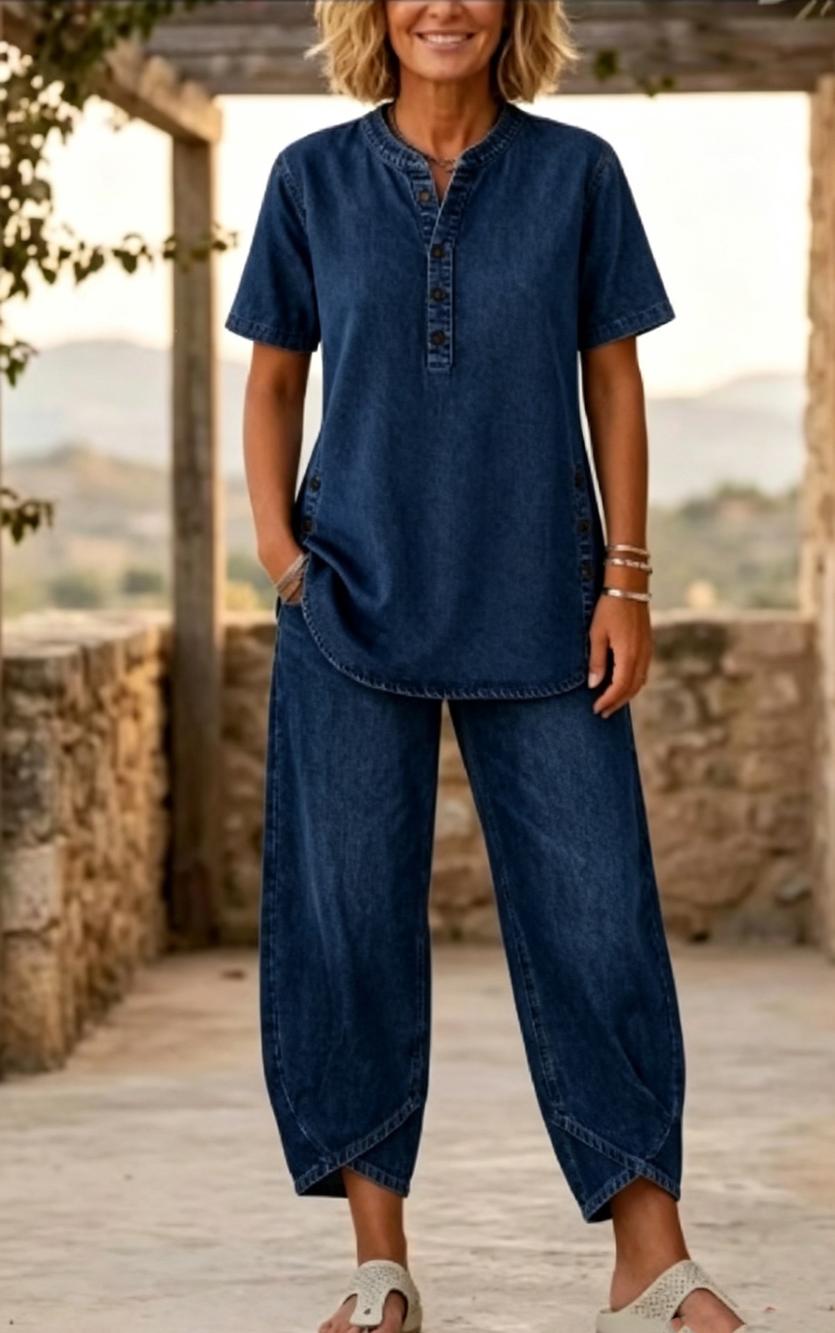 Women‘s Short-sleeve denim Two-piece set