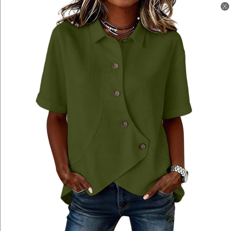 Women'S Casual Solid Color Irregular Shirt