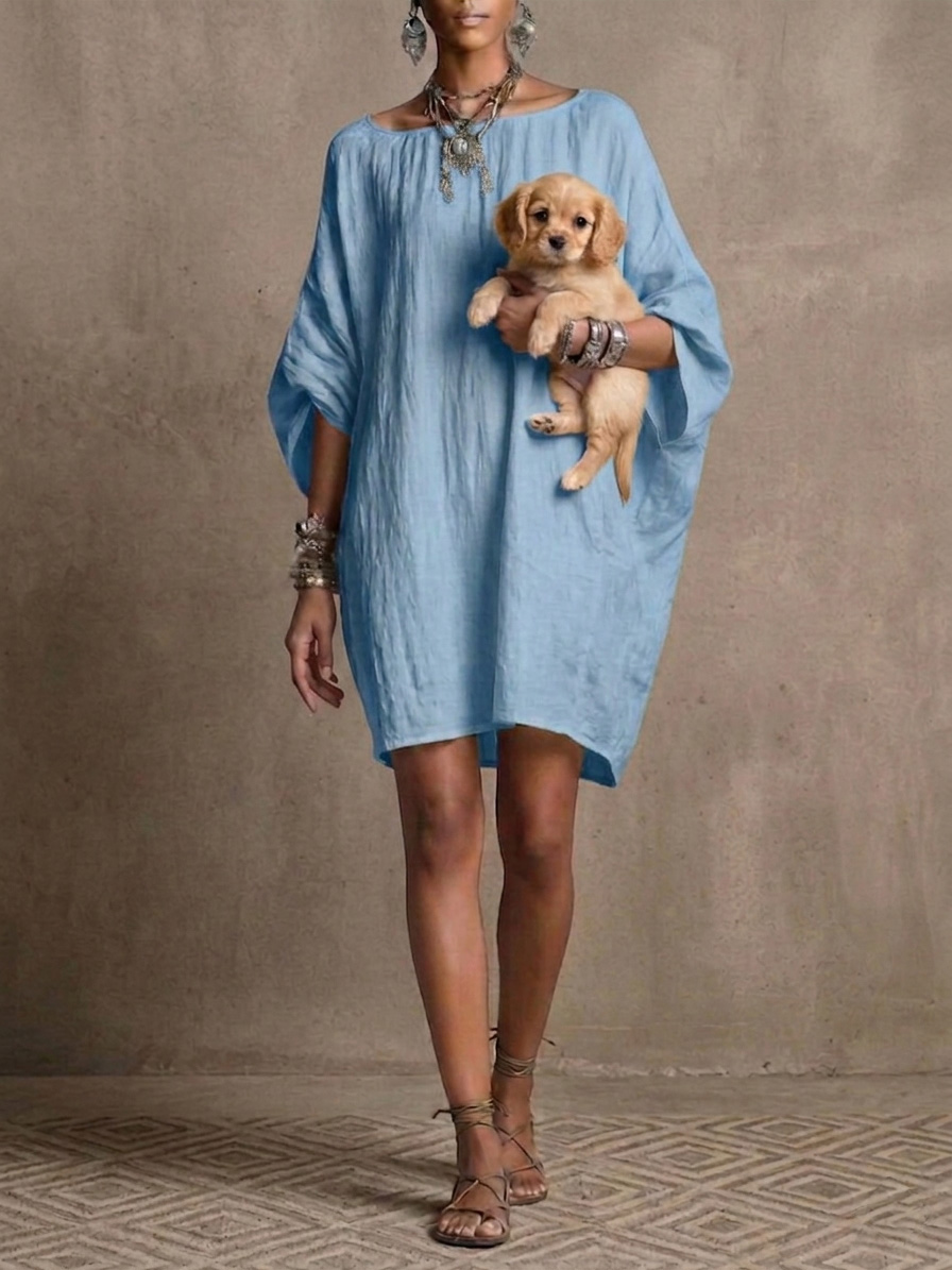 New Arrivals🔥 Women’s Casual Cotton Linen Batwing Sleeve Dress