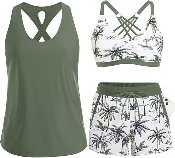 ⏰LAST DAY 49% OFF - 3 Piece Tankini with Shorts 🔥