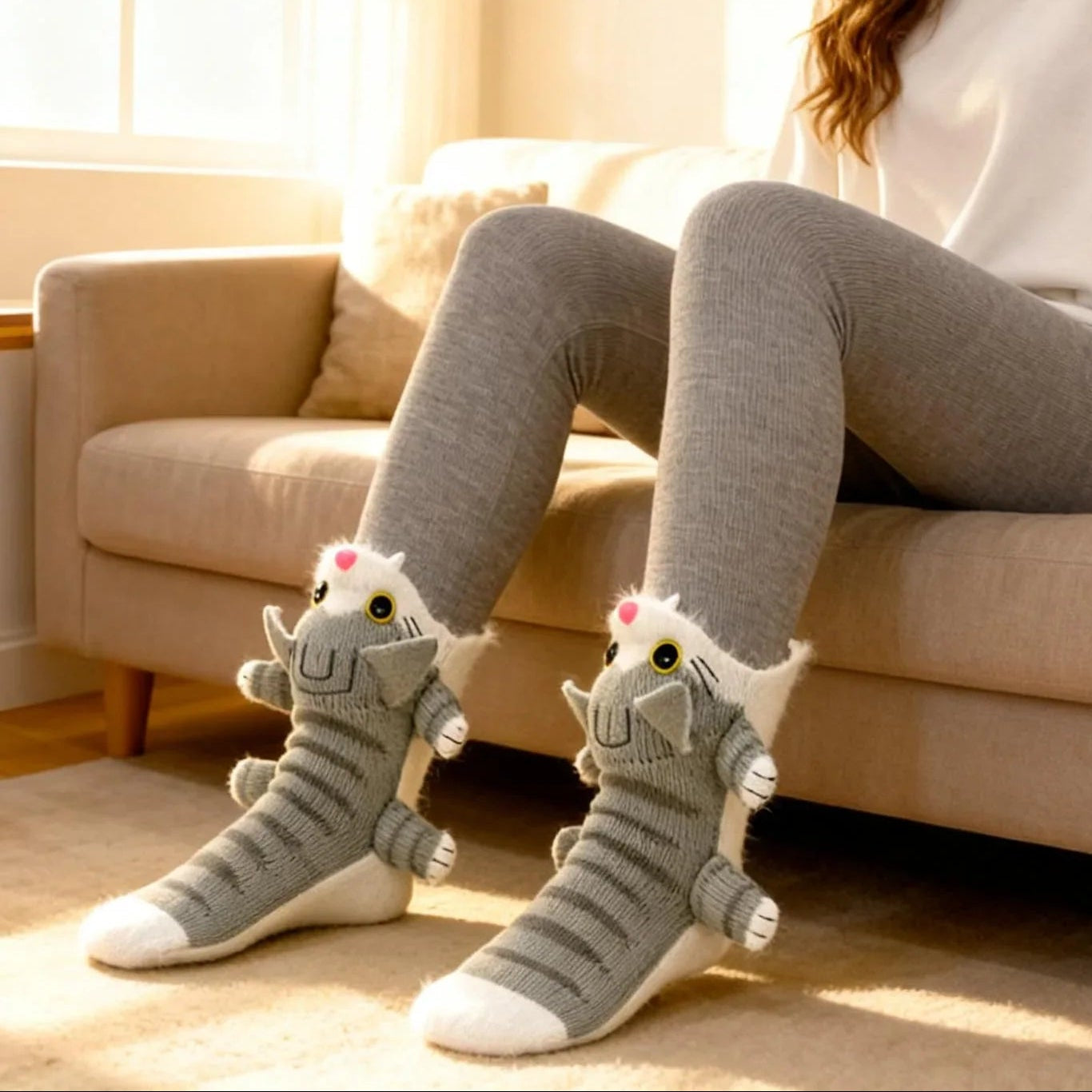Cat Knit Socks – Cute Animal Novelty Socks