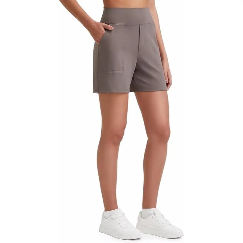 Women's High-Waisted Athletic Bermuda Shorts with Pockets – Running, Yoga, Summer Casual Activewear