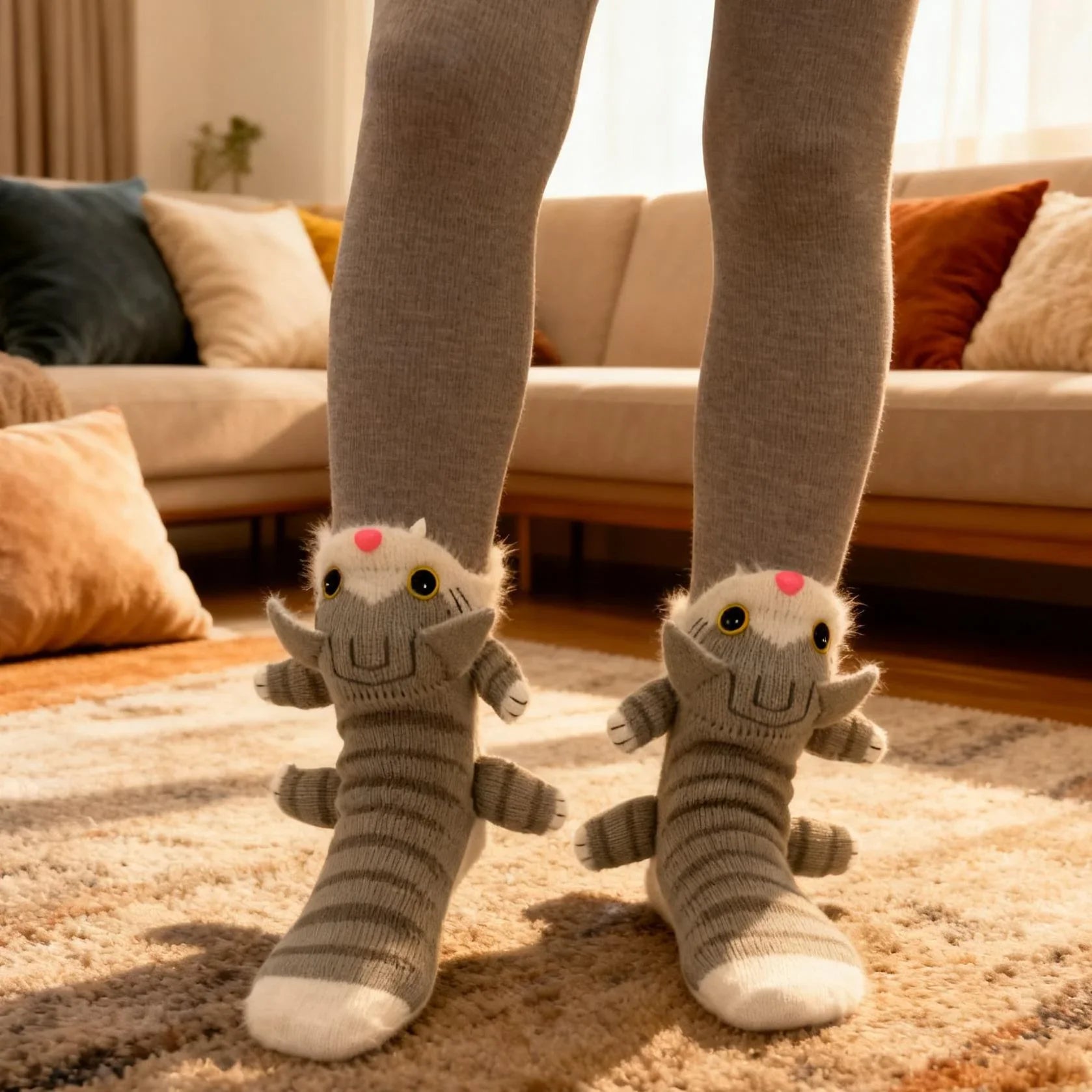 Cat Knit Socks – Cute Animal Novelty Socks