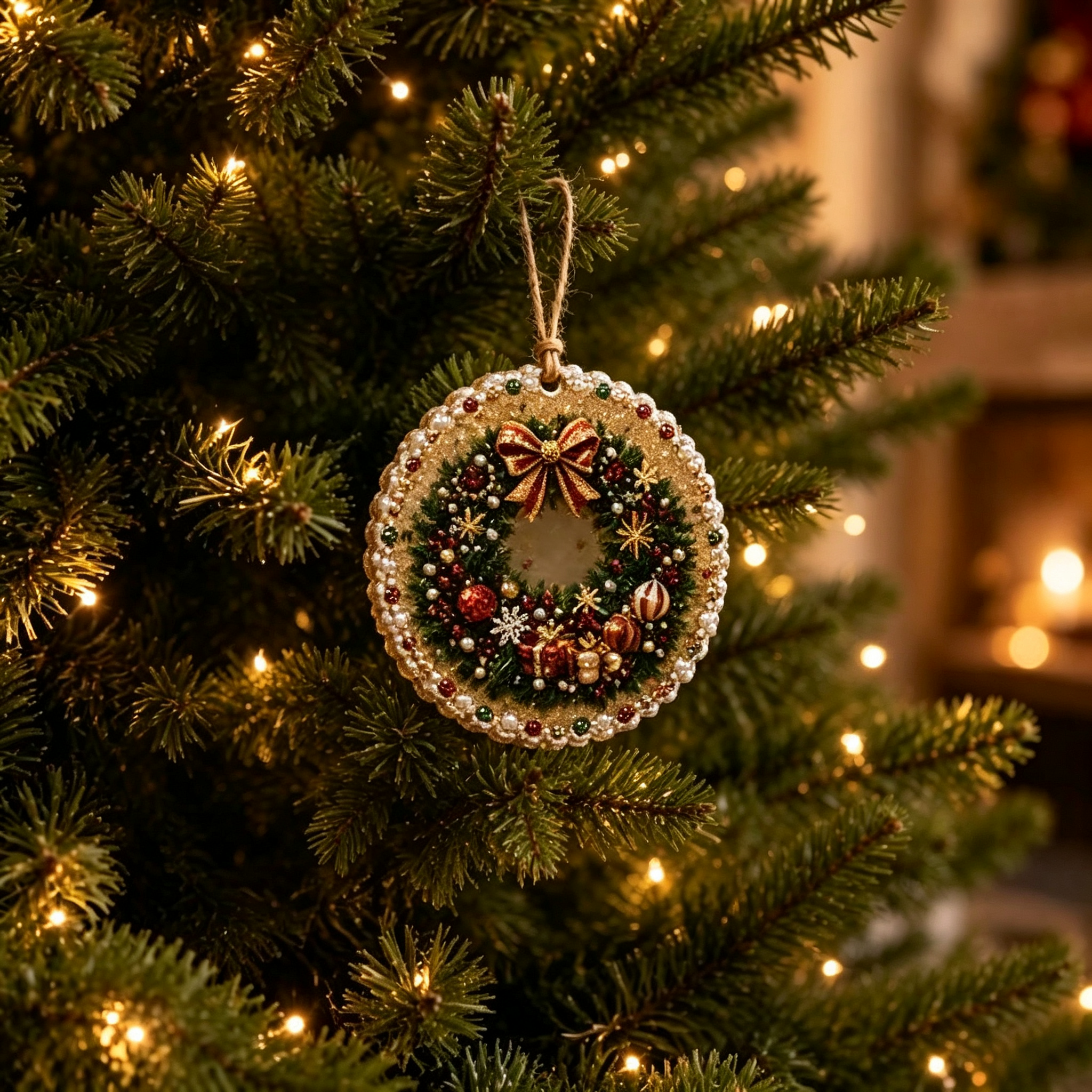 Vintage Round Christmas Ornaments Set of 6