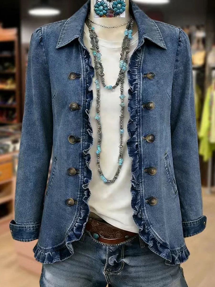 🤲LAST DAY SAVE 49% ⏰Boho-chic Floral Embroidered Utility Ruffled Trim Jacket
