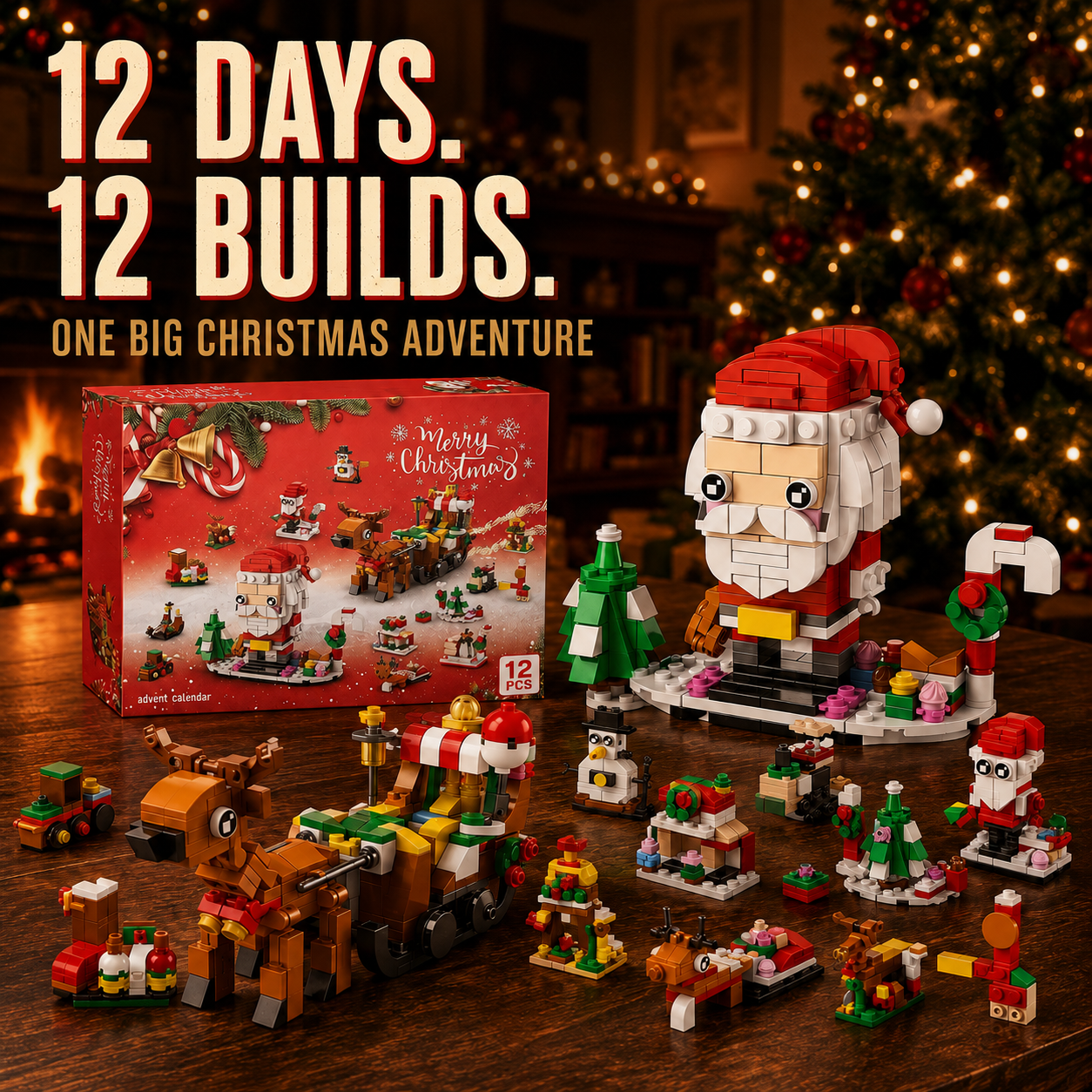 Christmas Advent Calendar Building Blocks | 24or12 Days Countdown Blind Box, 12/8/4Boxs Building Block Decorations, 24-in-1 Xmas Bricks Kit, Santa & Christmas Tree Building Toy, Kids Holiday Gift, Optional (24boxs/12boxs)