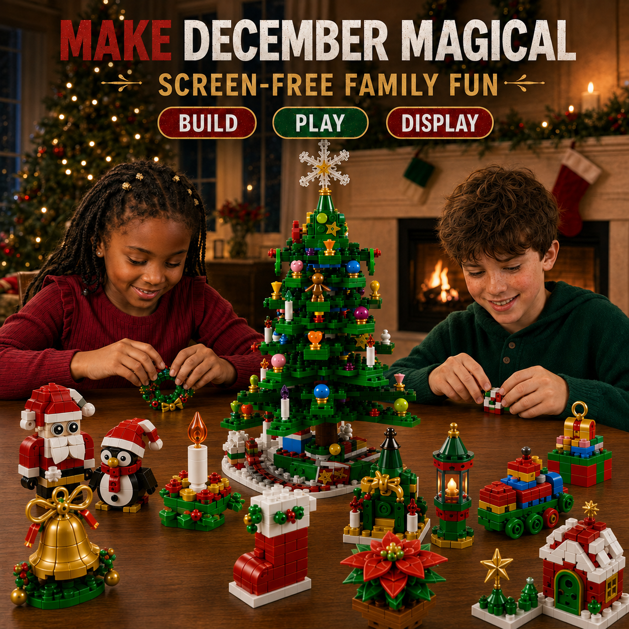 Christmas Advent Calendar Building Blocks | 24or12 Days Countdown Blind Box, 12/8/4Boxs Building Block Decorations, 24-in-1 Xmas Bricks Kit, Santa & Christmas Tree Building Toy, Kids Holiday Gift, Optional (24boxs/12boxs)
