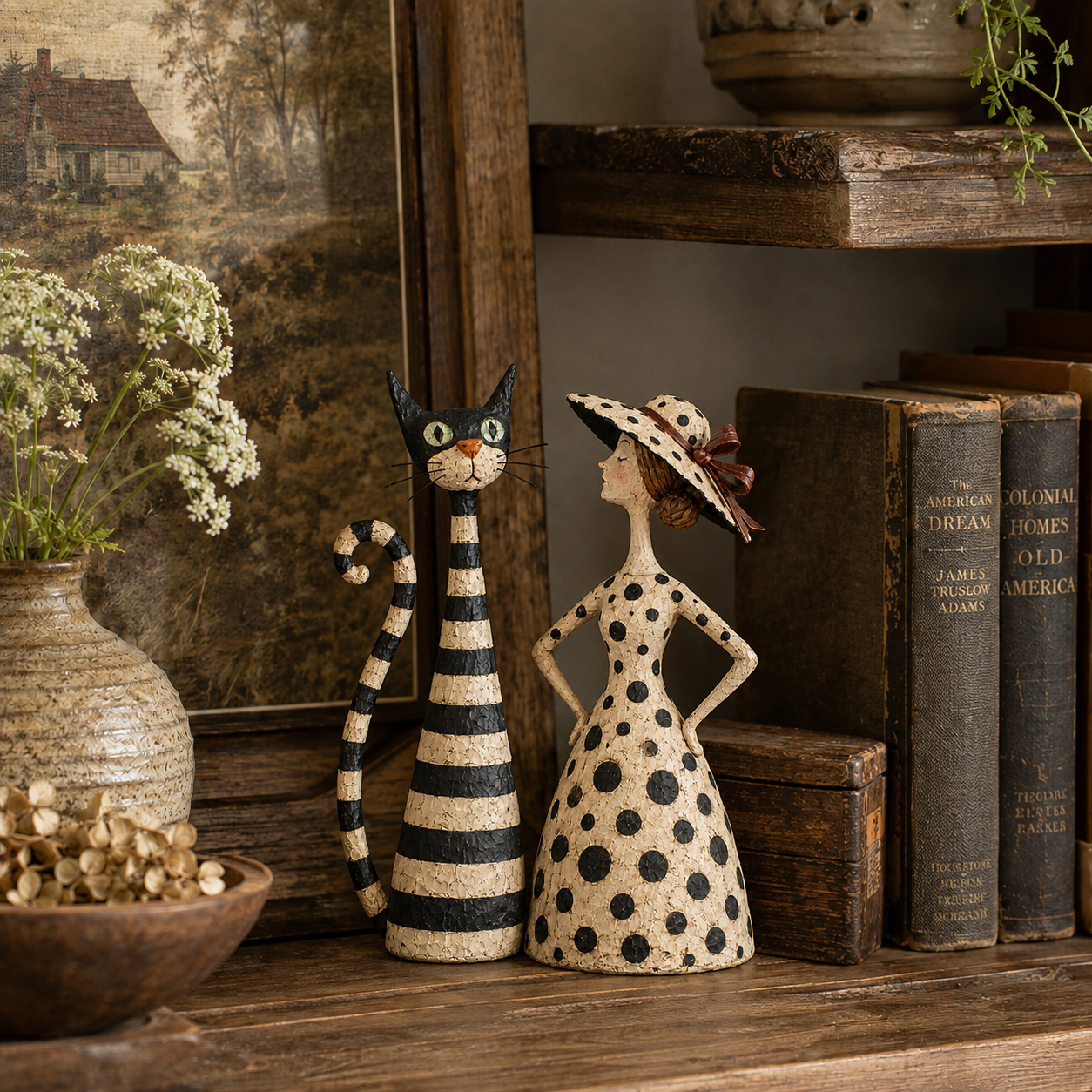 🐈✨Vintage  Cat & Lady Sculptures
