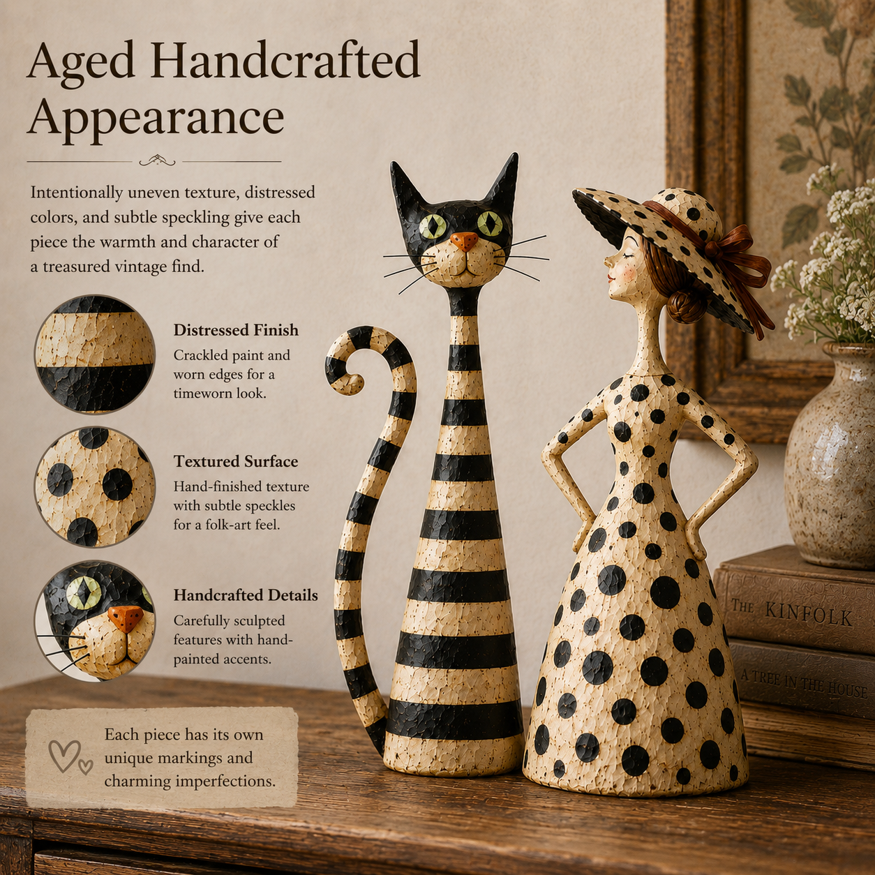 🐈✨Vintage  Cat & Lady Sculptures