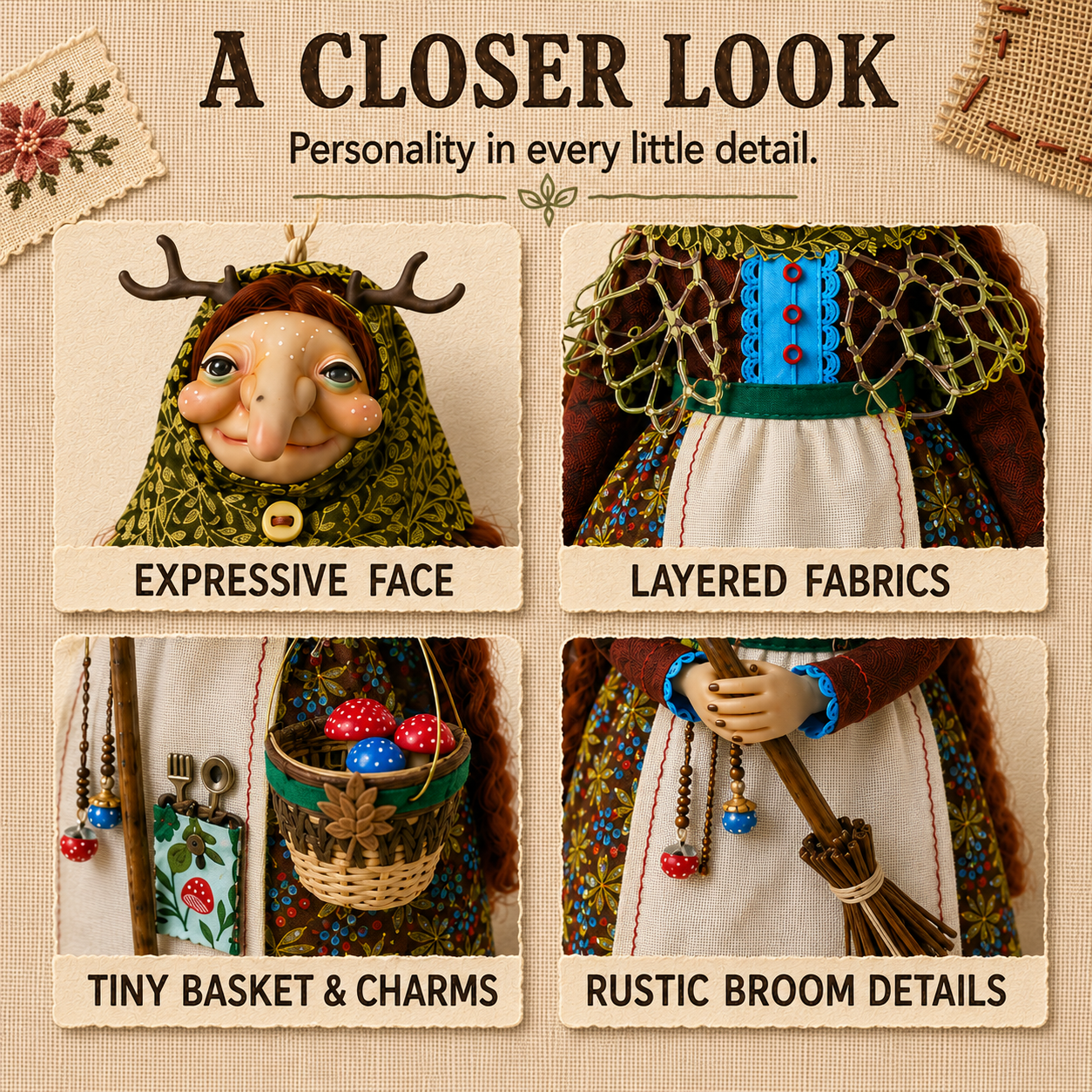 🥧49% OFF Handmade Kitchen Witch Doll