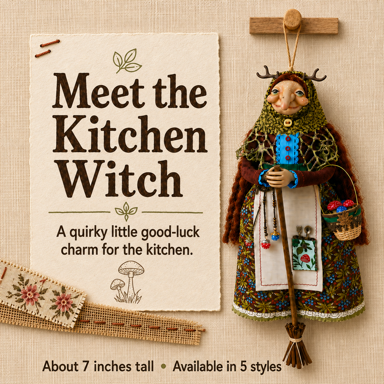 🥧49% OFF Handmade Kitchen Witch Doll