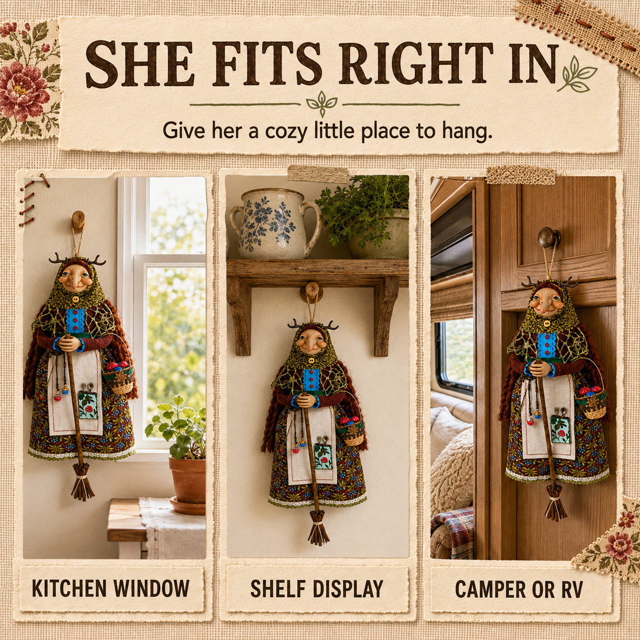 🥧49% OFF Handmade Kitchen Witch Doll