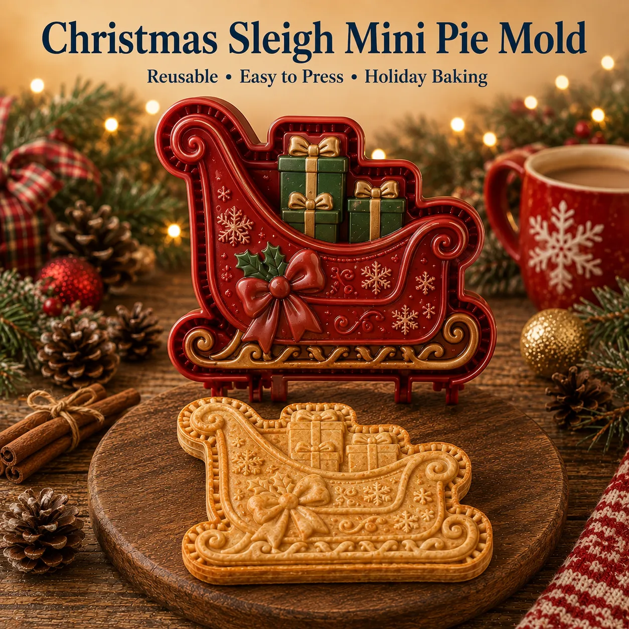 ⏳ Last Day 50% OFF – 🎄16-Design Christmas Mini Pie Mold Collection | Reusable Embossed Molds for Shaping Detailed Santa, Snowman, Reindeer, Tree & Holiday Pies 🥧✨