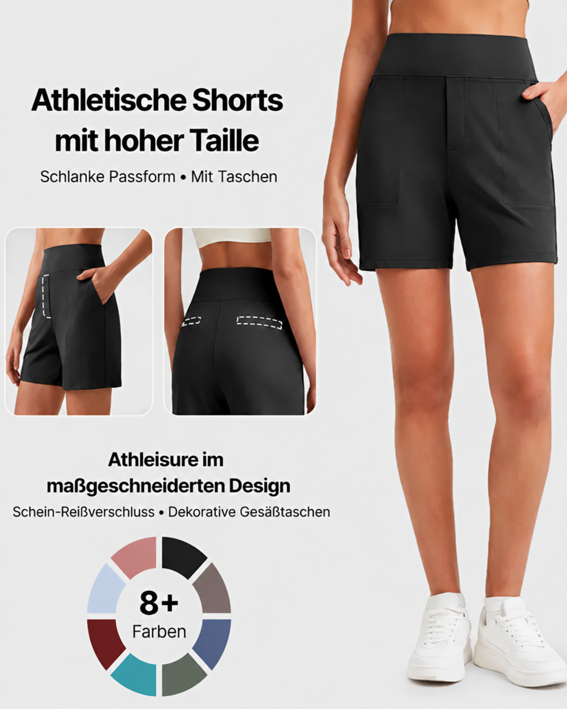 High-Waisted Athletic Bermuda Shorts