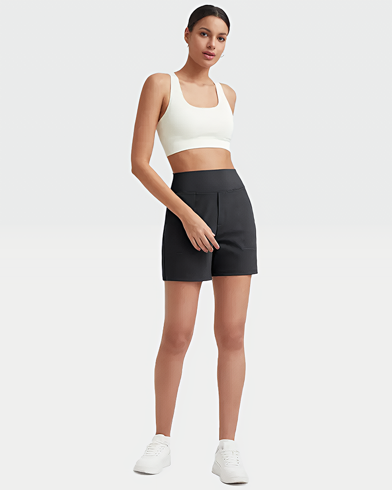 High-Waisted Athletic Bermuda Shorts