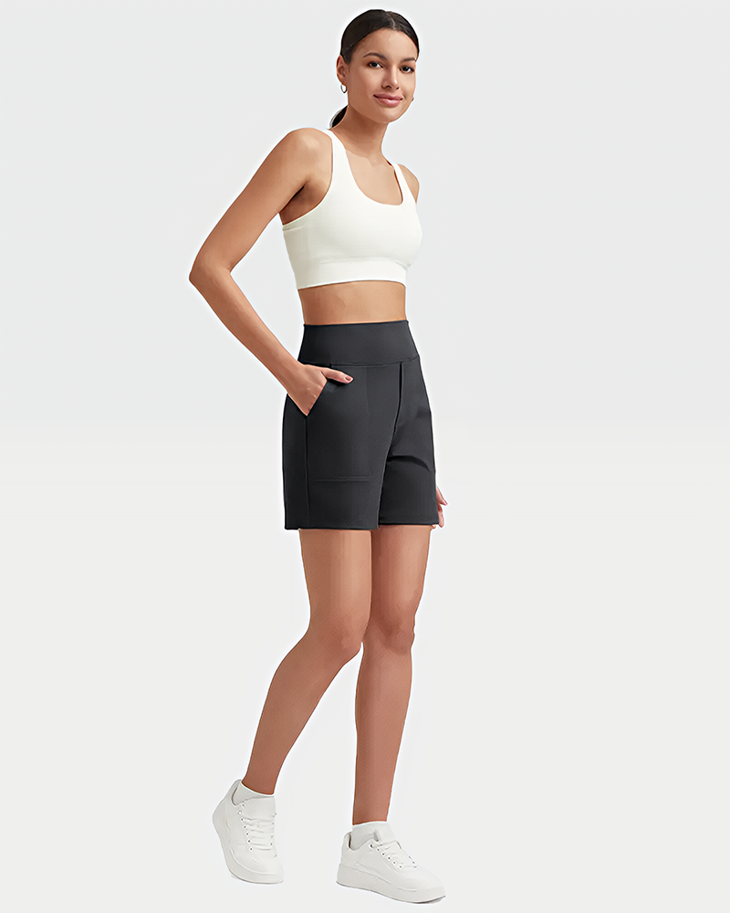 High-Waisted Athletic Bermuda Shorts