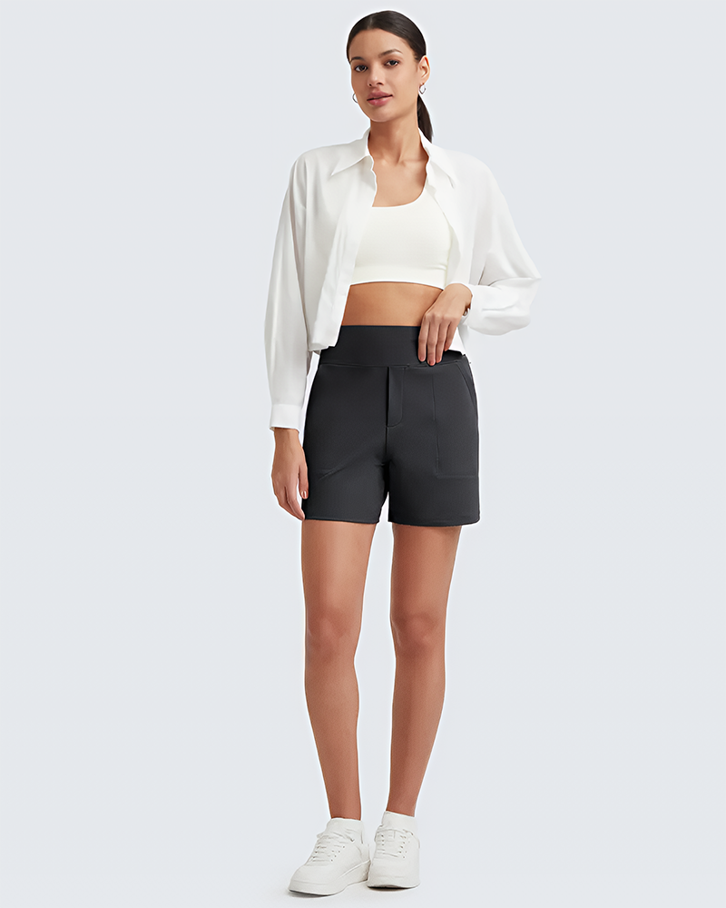 High-Waisted Athletic Bermuda Shorts