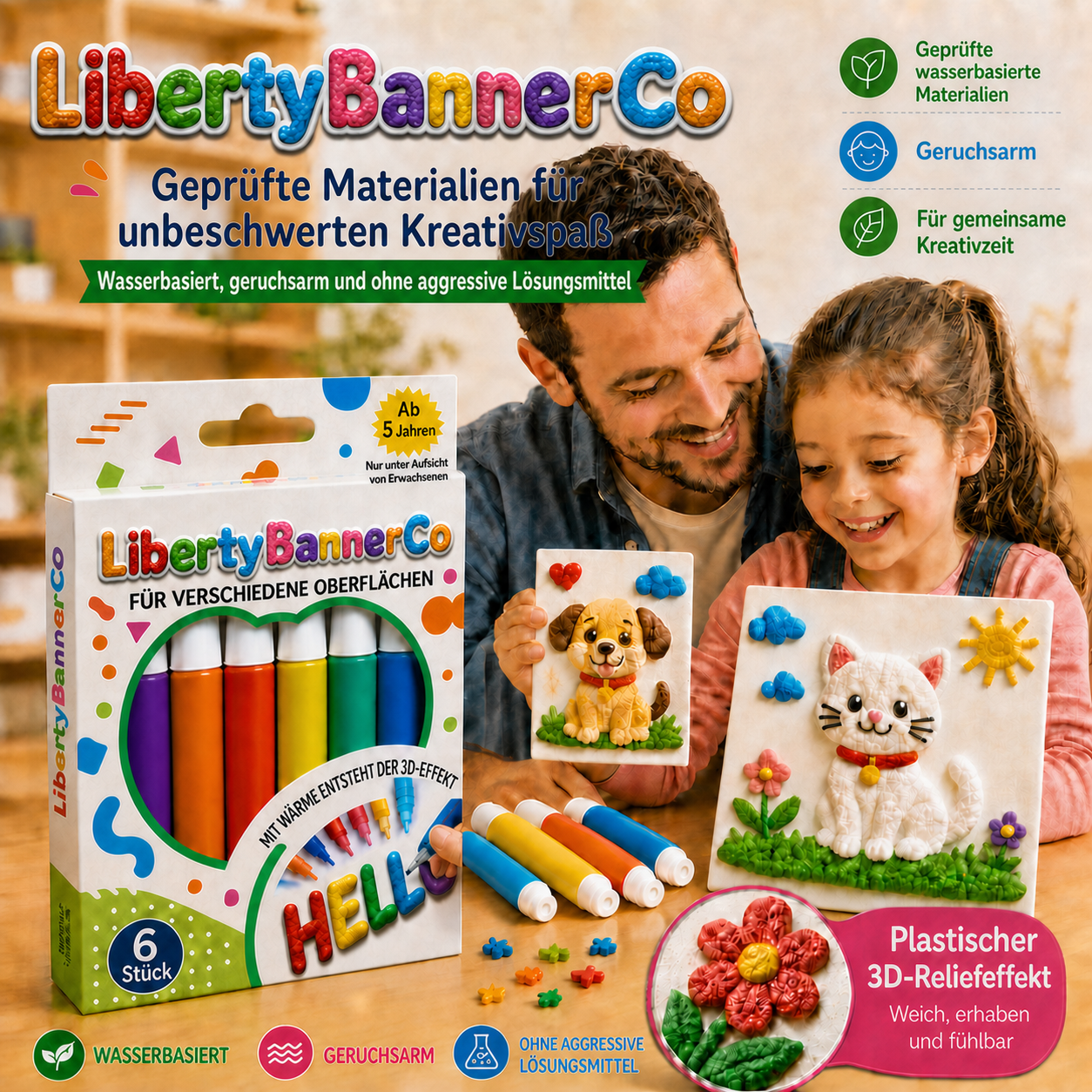 LibertyBannerCo 3D-Reliefstifte aus gepr&uuml;ften wasserbasierten und geruchsarmen Materialien