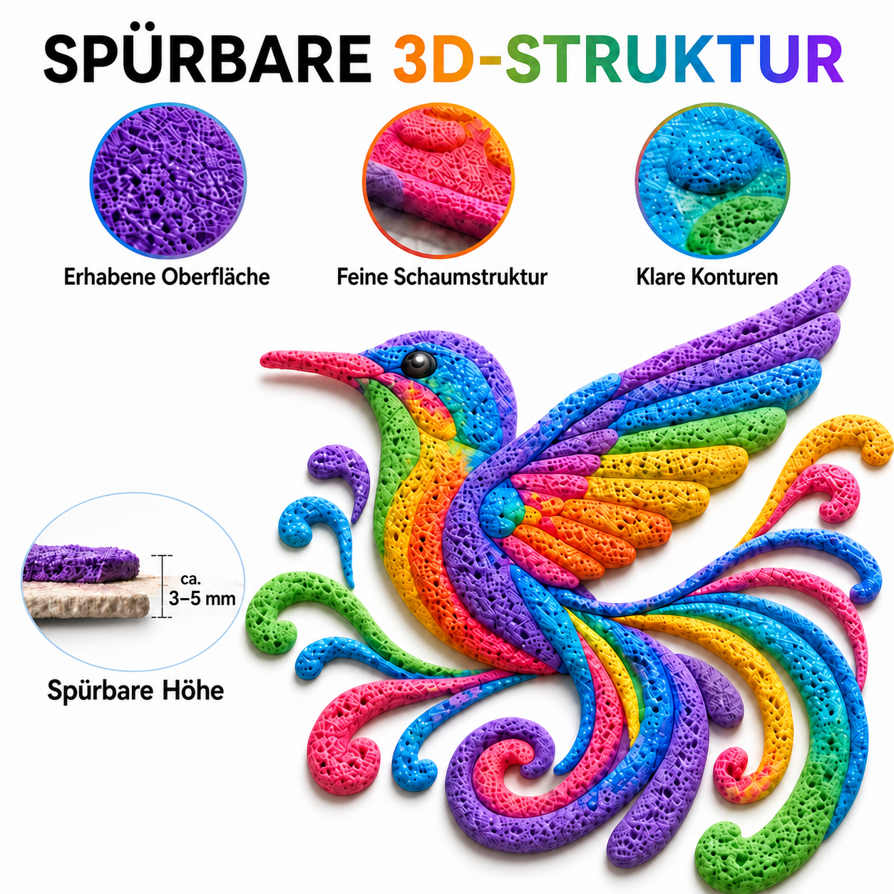 Nahaufnahmen der fühlbaren 3D-Struktur