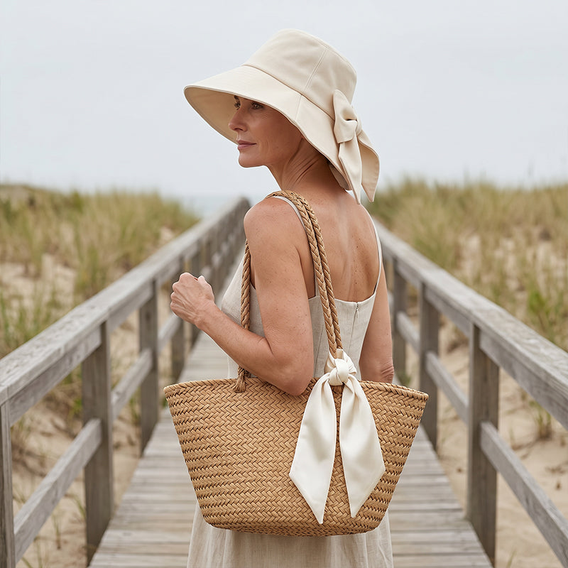 👒 Nur für kurze Zeit: 50 % Rabatt! ✨ Damen-Sonnenhut mit Schleife und breiter Krempe – faltbar, 360°-Schutz 🎀