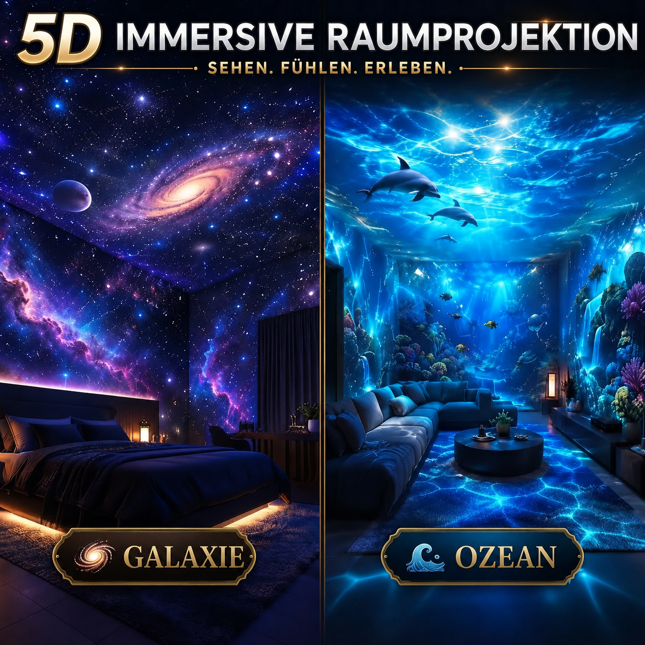 Smart Holografischer 5D Sternen- & Ozeanprojektor