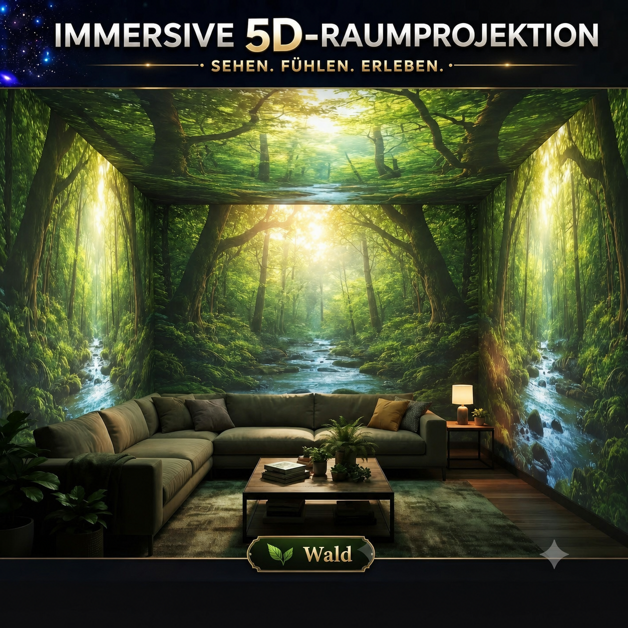 Immersive Wald-Raumprojektion