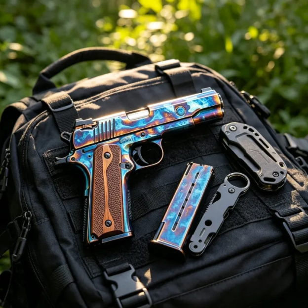 1911 Style Colored Titanium Craftsmanship Custom-Made Pneumatic Pistol - TOY