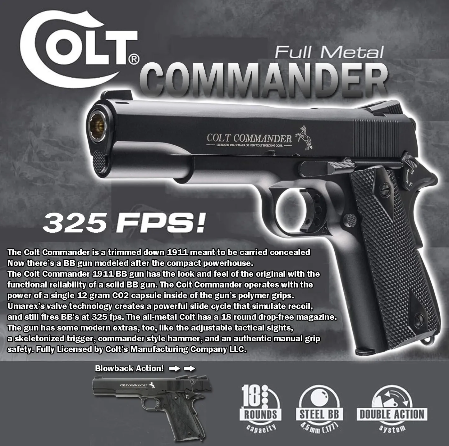 1911.177 caliber, kit with BB canisters and CO2 cylinders-TOY