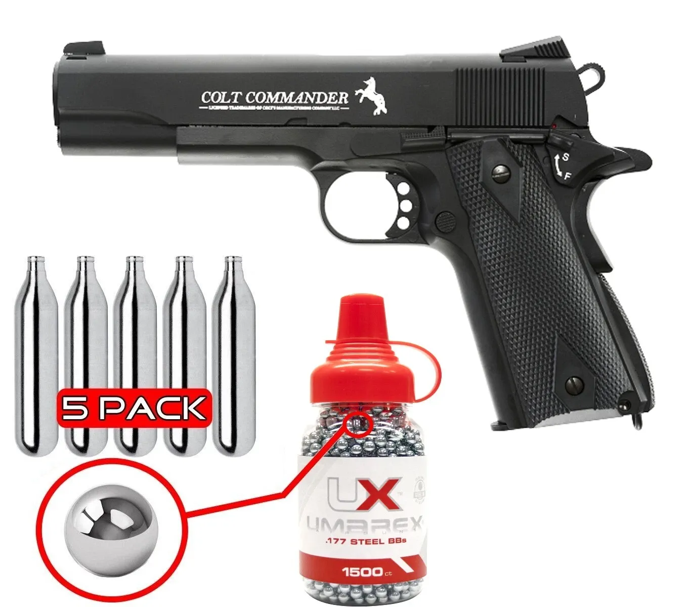 1911.177 caliber, kit with BB canisters and CO2 cylinders-TOY