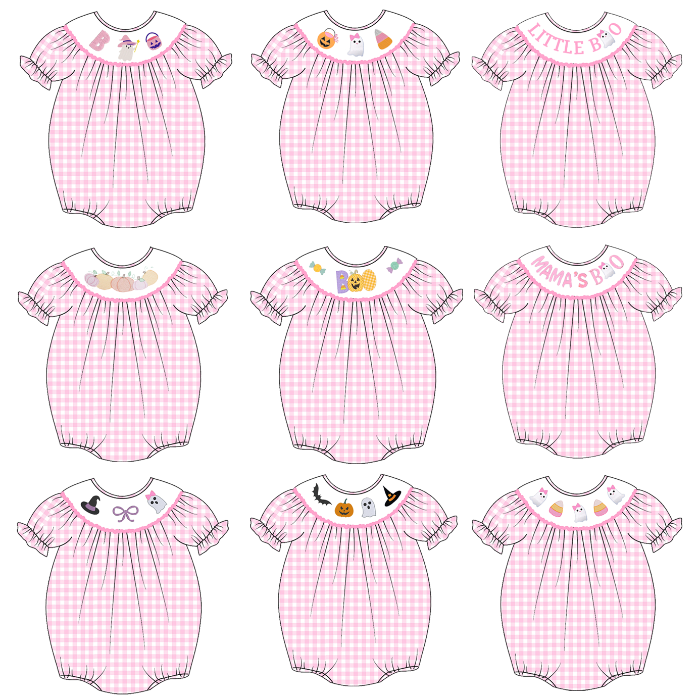 Baby Girls' Halloween Embroidered Smocked Bubble Romper