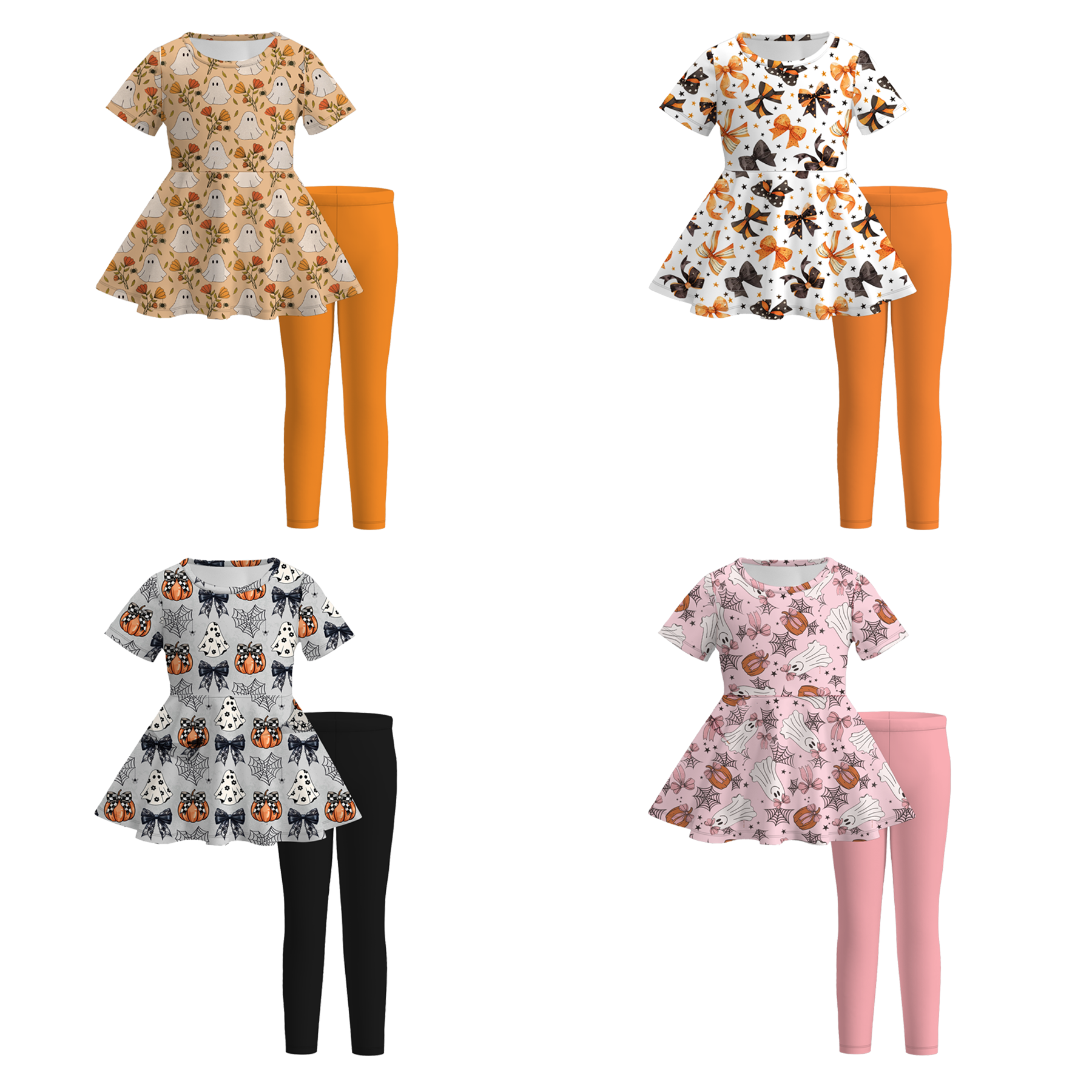 Girls' Halloween Print Tunic & Leggings Set
