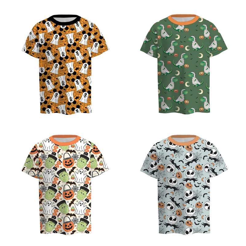 Boys' Halloween Four-Print Short-Sleeve Stretch Top