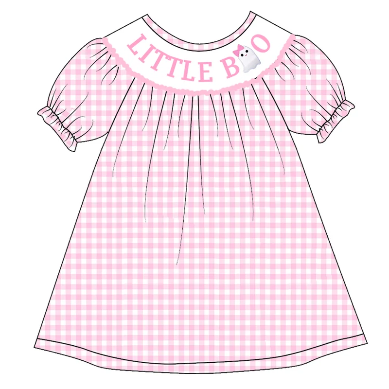 Girls' Halloween Nine-Style Embroidered Smocked Dress