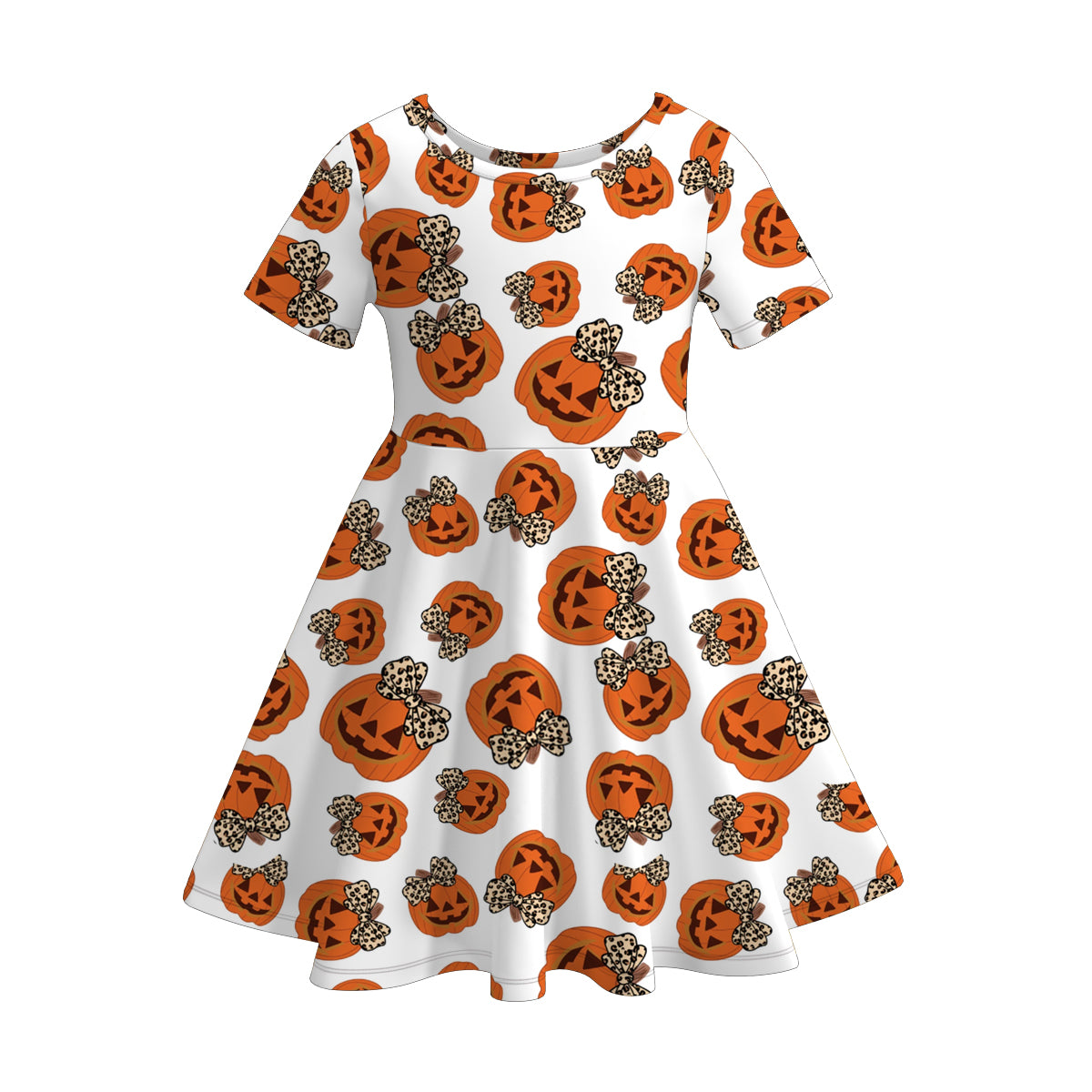 Girls' Halloween Six-Print Short-Sleeve Twirl Dress