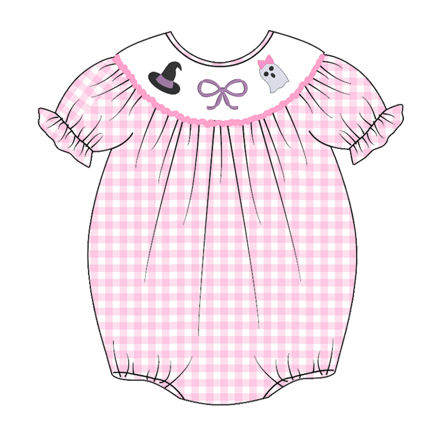 Baby Girls' Halloween Embroidered Smocked Bubble Romper