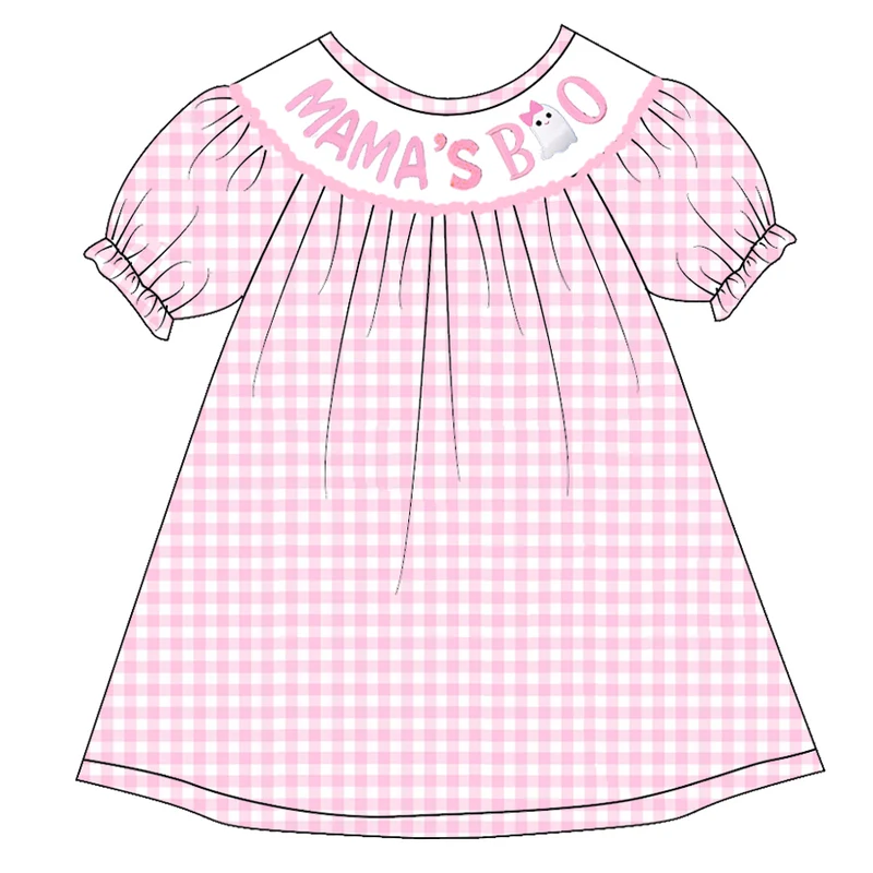 Girls' Halloween Nine-Style Embroidered Smocked Dress