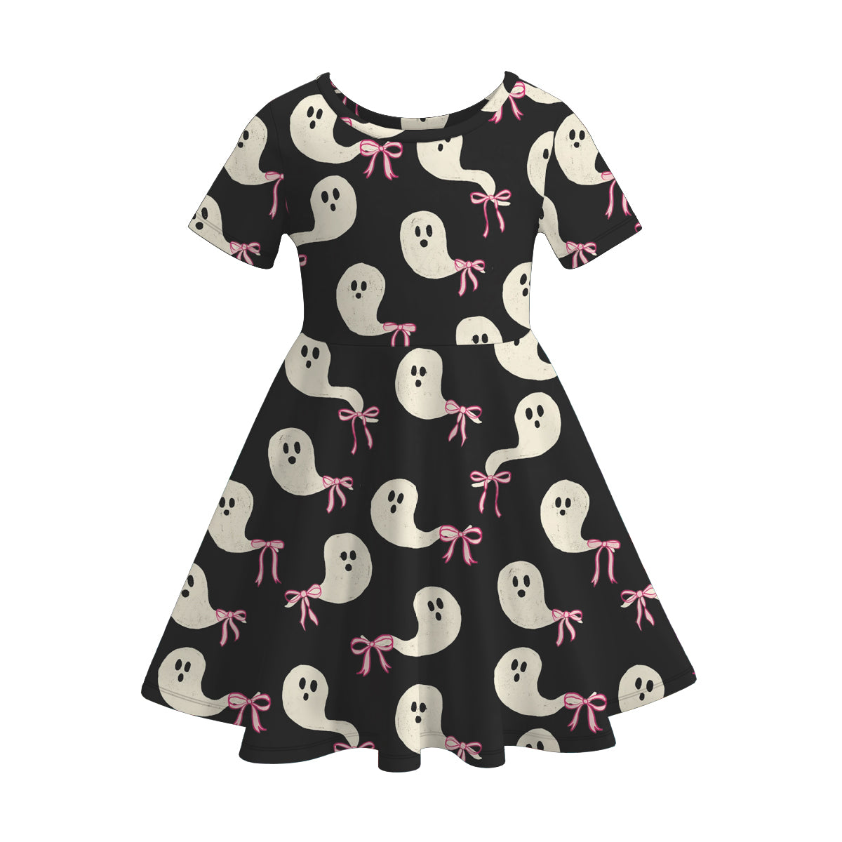 Girls' Halloween Six-Print Short-Sleeve Twirl Dress