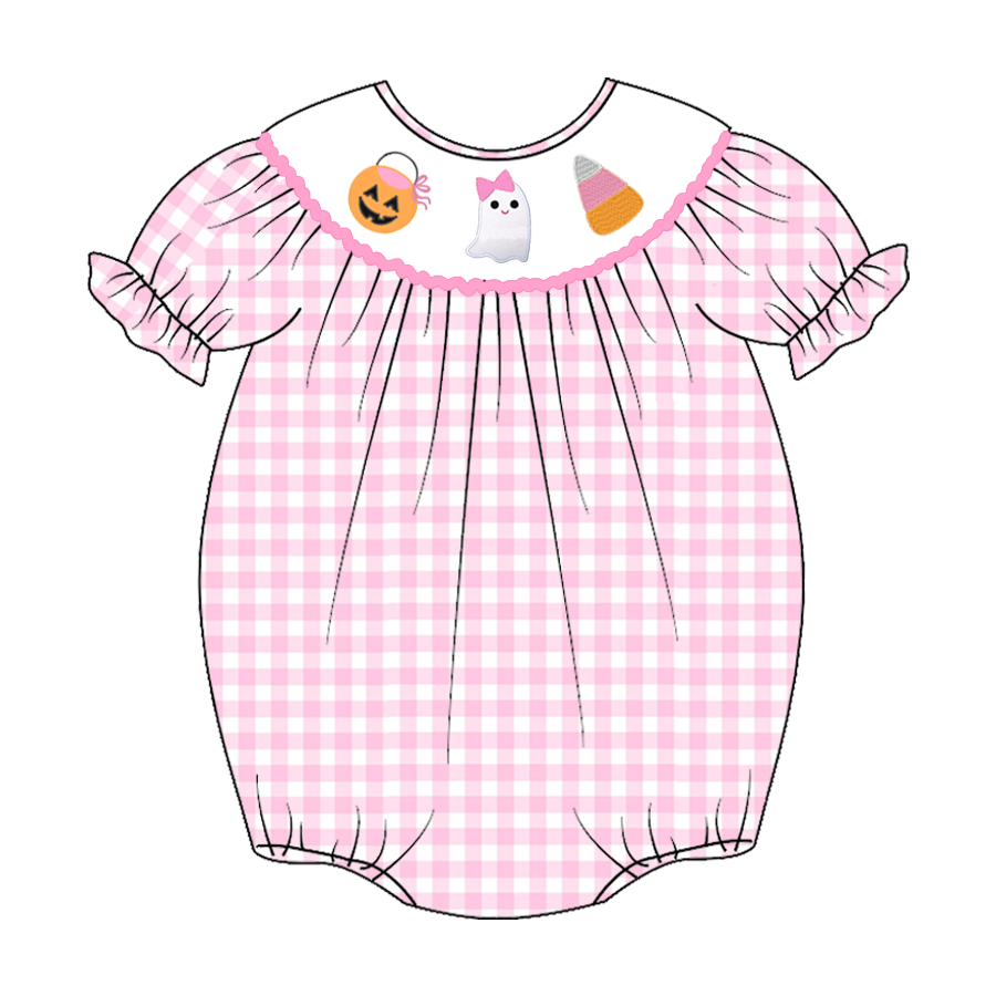 Baby Girls' Halloween Embroidered Smocked Bubble Romper