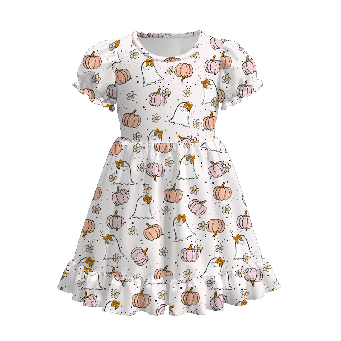 Girls' Halloween & Thanksgiving Cartoon Print Dress