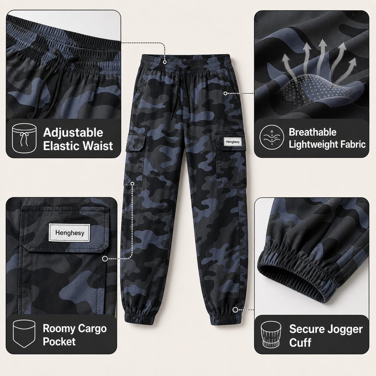 Women Camo Cargo Jogger Pants