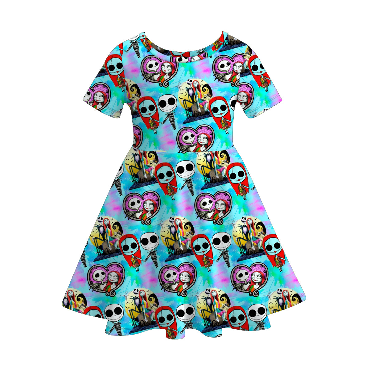 Girls' Halloween Six-Print Short-Sleeve Twirl Dress