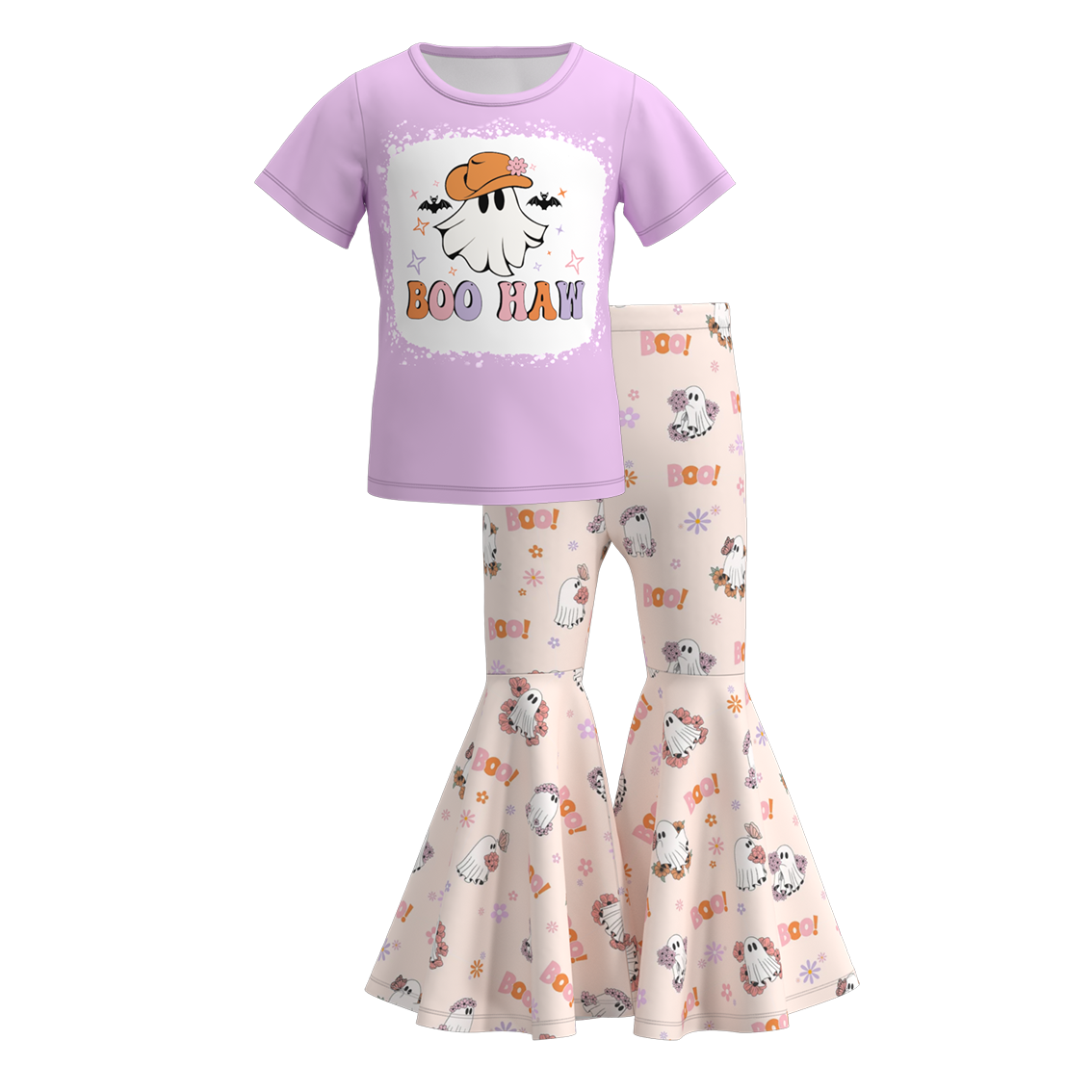 Girls' Halloween Cartoon Print Outfit Set