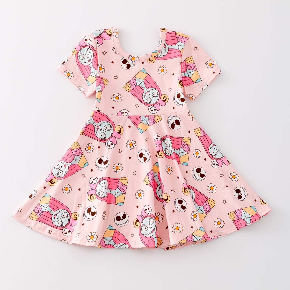 Girls' Halloween Cartoon Print Twirl Dress