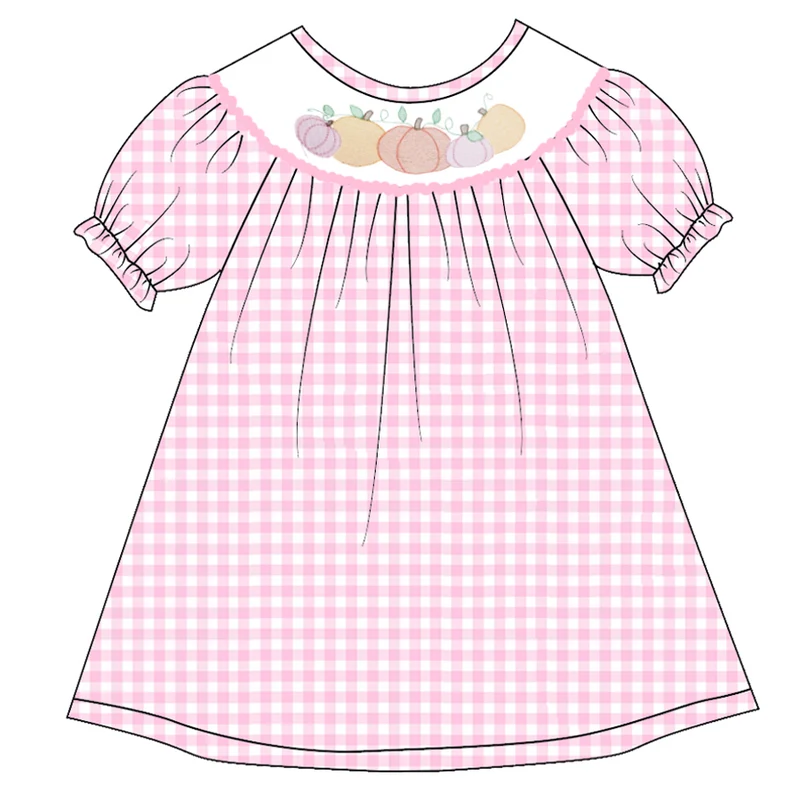 Girls' Halloween Nine-Style Embroidered Smocked Dress
