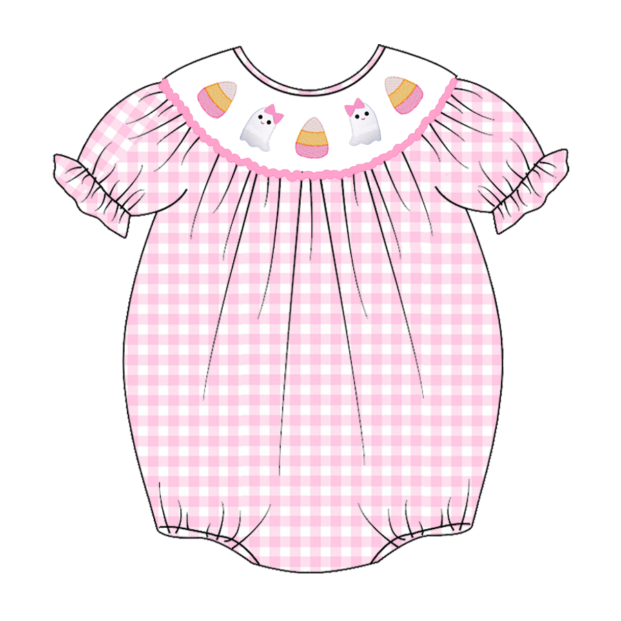 Baby Girls' Halloween Embroidered Smocked Bubble Romper
