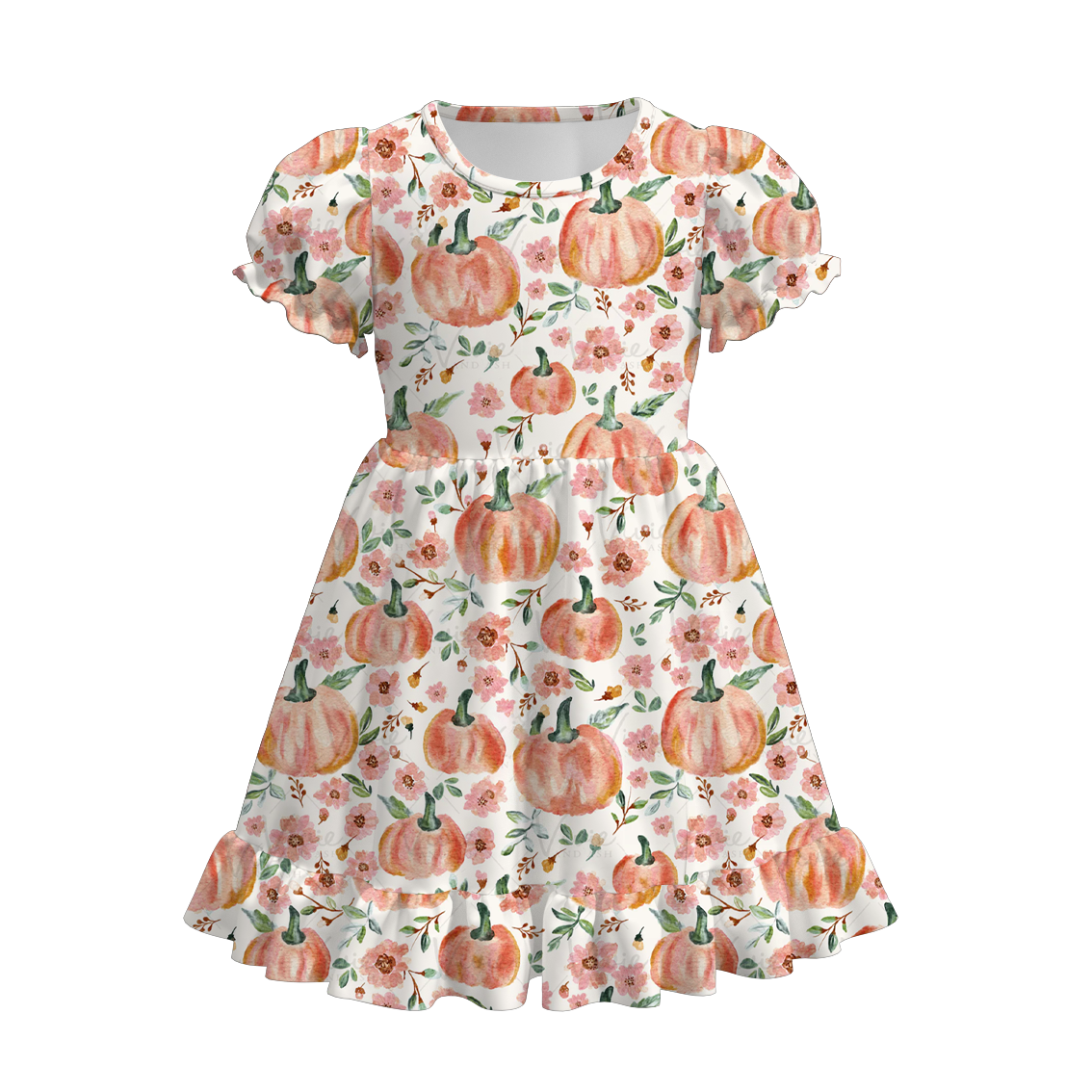 Girls' Halloween & Thanksgiving Cartoon Print Dress