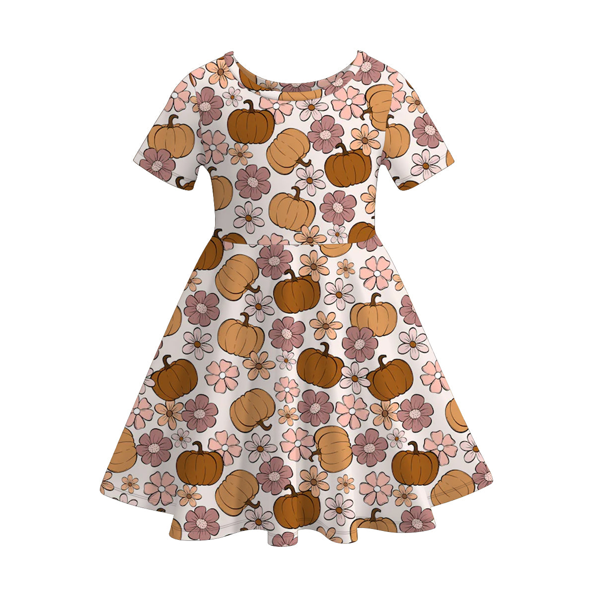 Girls' Halloween Six-Print Short-Sleeve Twirl Dress