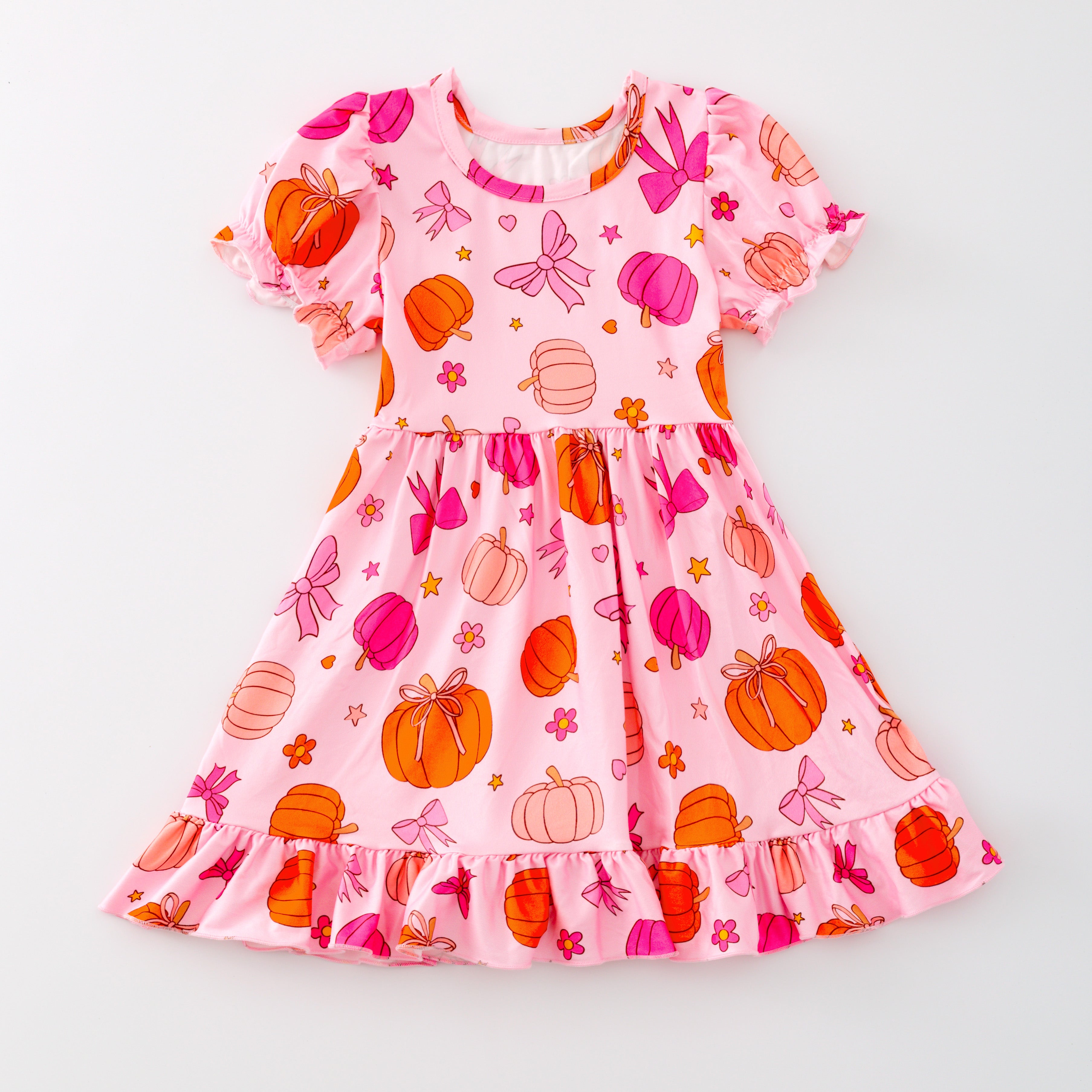 Girls' Halloween & Thanksgiving Cartoon Print Dress