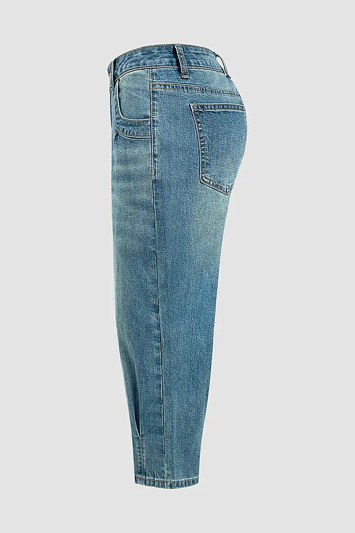 Women's Mid-Rise Pleated Cropped Jeans — Stretchy, Slim-Fit, Comfortable & Versatile