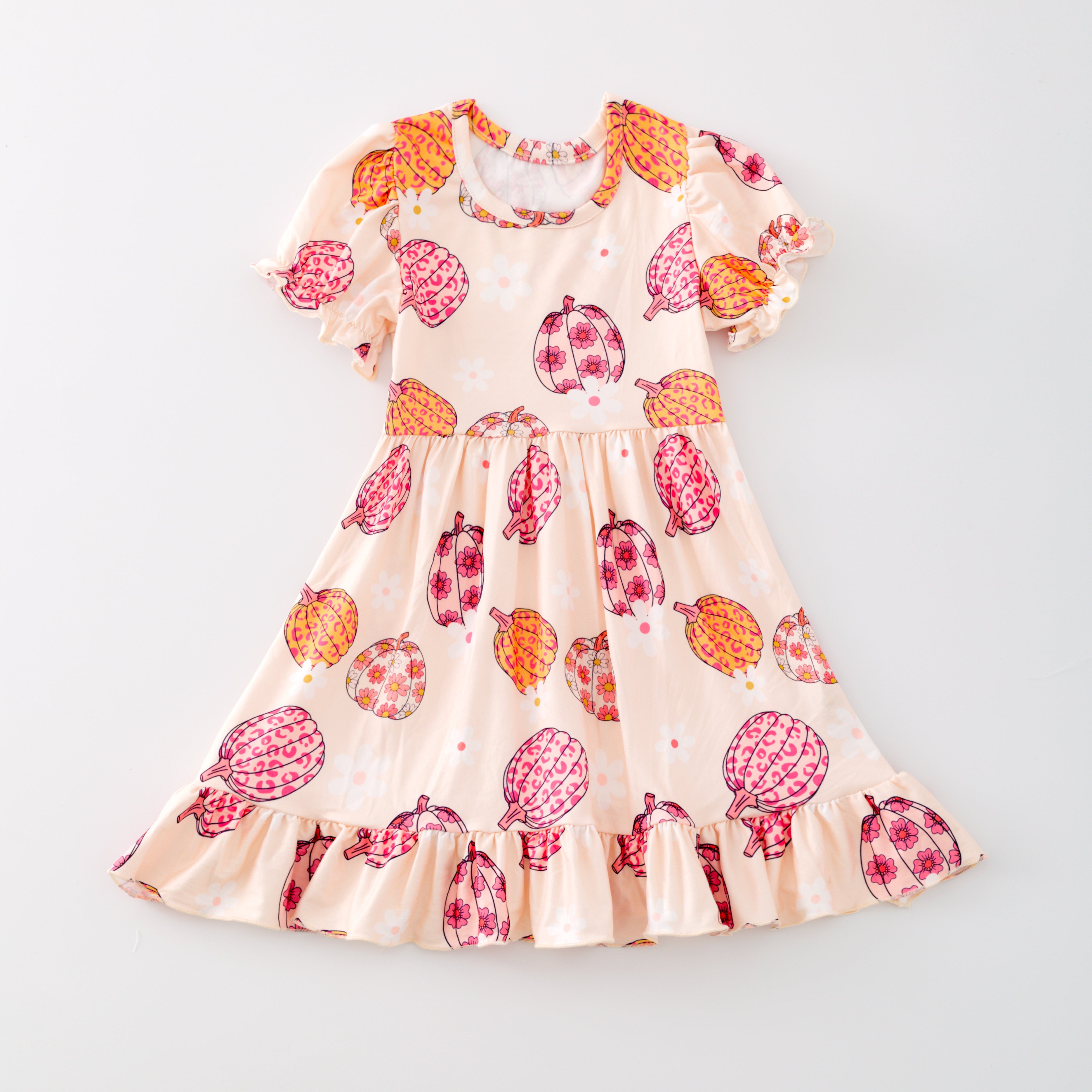 Girls' Halloween & Thanksgiving Cartoon Print Dress